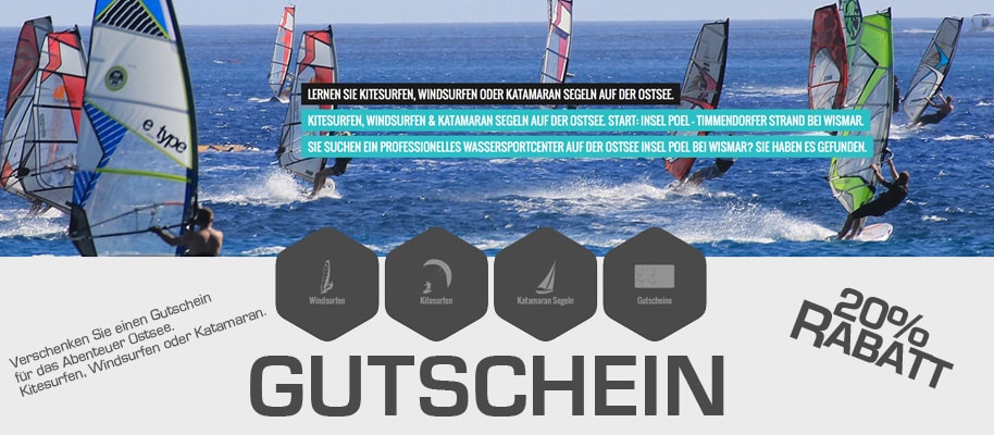 Gutschein für Windsurfen, Kitesurfen und Katamaran